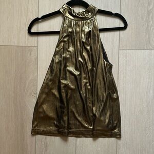 Anthropologie GOLD METALLIC HALTER NWT XS